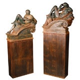 Pair of Iron Cast Statues in Style of Michelangelo