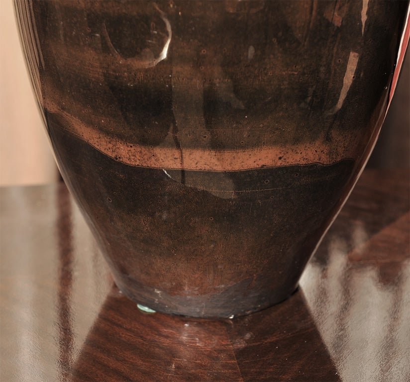 Belgian Rare Black and Gold Iridescent Boch Vase-Catteau