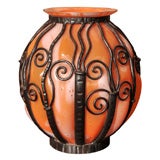 Orange with white iron Lorraine vase