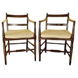 Pair of Painted Regency Arm Chairs
