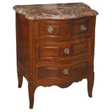 Louis XV walnut and marble top small chest of drawers