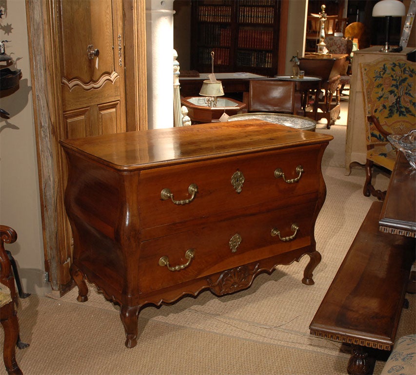 Louis XV Walnut Bombe Chest of Drawers