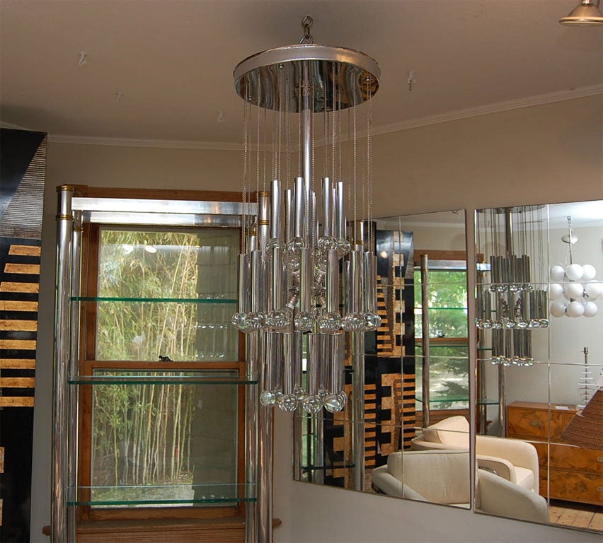 Glass & chrome pendant modern chandlier