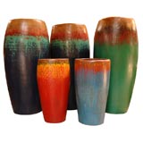 Teak Wooden Cylinders/ Ceremonial Painted Drum Bases