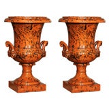 Pair of Large Classical Glazed Terracotta Vessels