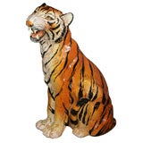 Vintage Ceramic Tiger Statue