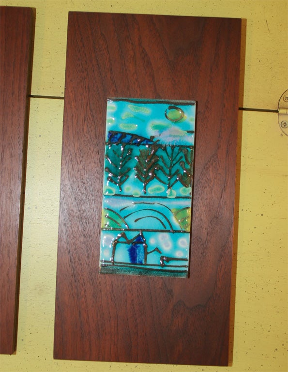 Set of Three Hand Glazed Tiles by Harris G. Strong 2