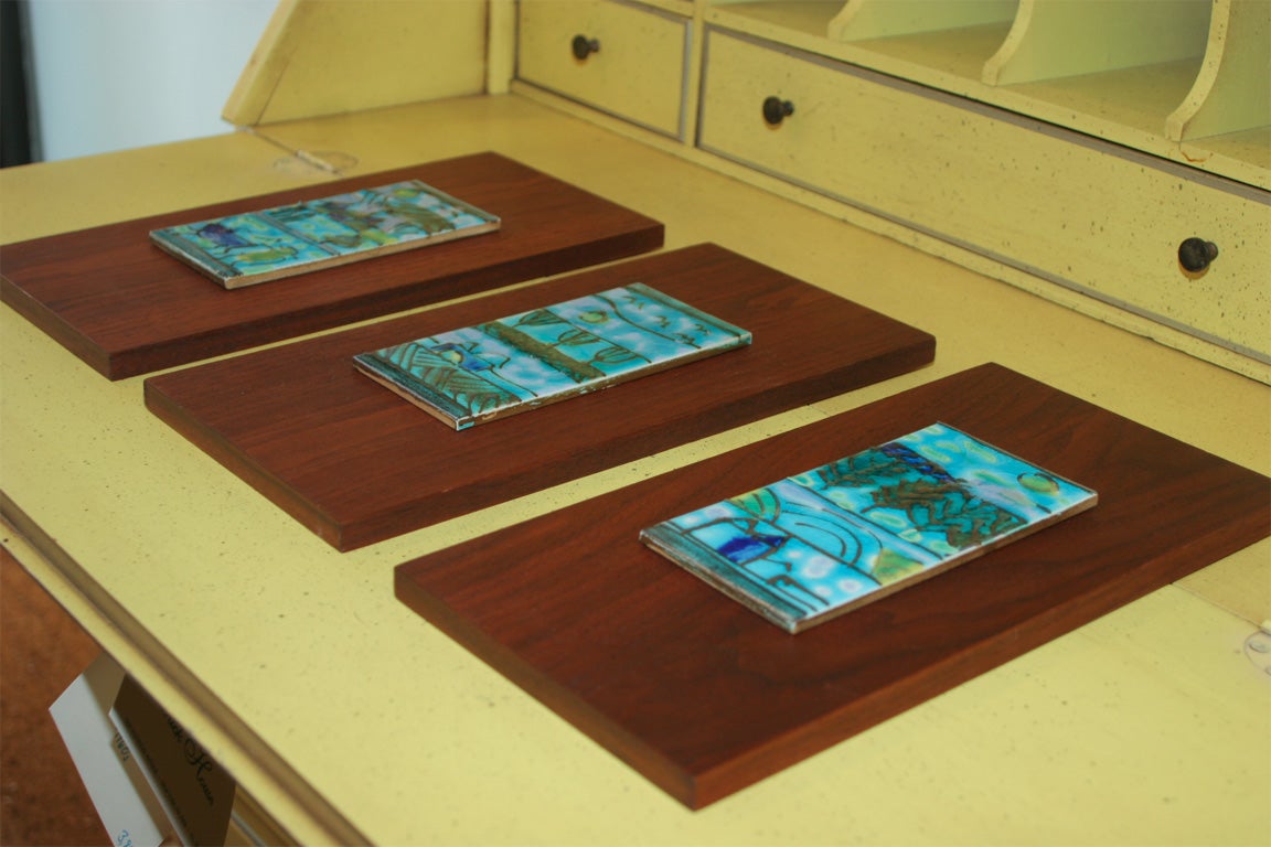 Set of Three Hand Glazed Tiles by Harris G. Strong 3