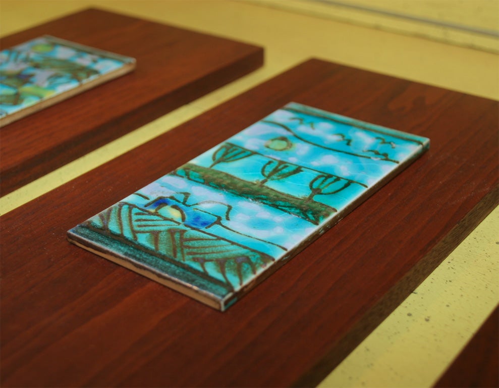 Set of Three Hand Glazed Tiles by Harris G. Strong 4