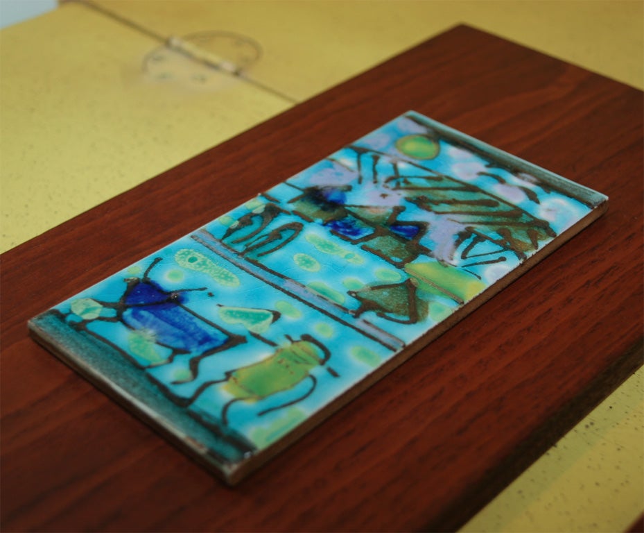 Set of Three Hand Glazed Tiles by Harris G. Strong 5