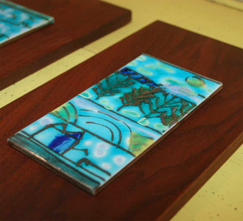 Set of Three Hand Glazed Tiles by Harris G. Strong 6