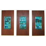 Set of Three Hand Glazed Tiles by Harris G. Strong