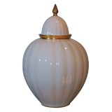 Large White Glazed and Gilt Porcelain Italian Vase by Verbano