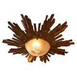 French Bronze Louis XVI Style Sunburst Ceiling Light