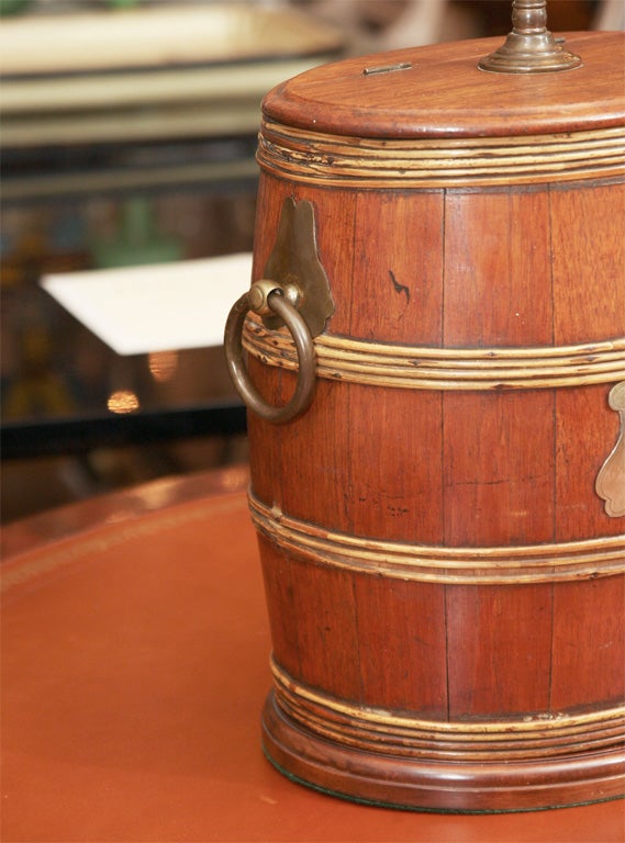 English Wicker Bound Oak Lamp