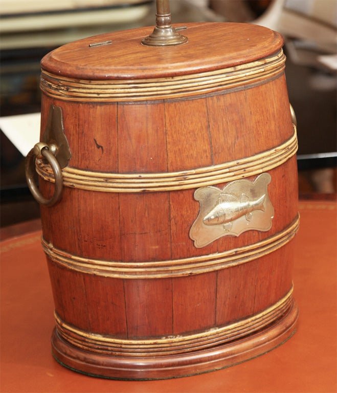 19th Century Wicker Bound Oak Lamp