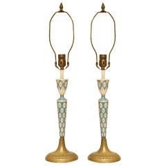 French Sevres Porcelain Candlestick Lamps