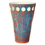 A Polychrome Multi Textured Tapered Vase