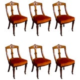 Antique 6 William IV Chestnut Gondola Dining Chairs