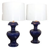 Antique Cobalt Blue Ceramic Lamps