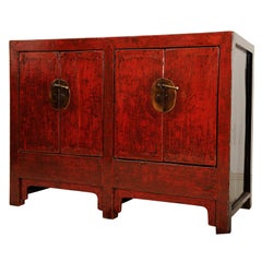 RED LACQUER DOUBLE CABINET