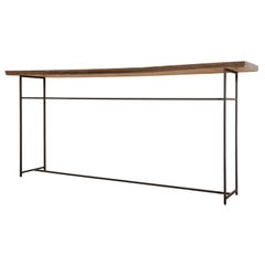 Vintage LONG PLANK  CONSOLE TABLE WITH CUSTOM IRON BASE
