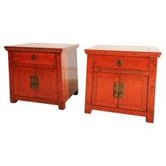 Antique PAIR OF RED LACQUER CHESTS
