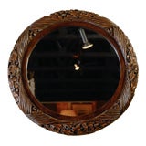 Hand Carved Mirror with Acorns and Ribbons