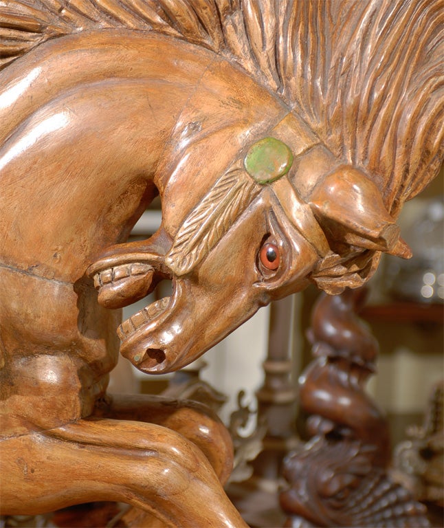 hand-carved wooden carousel horse