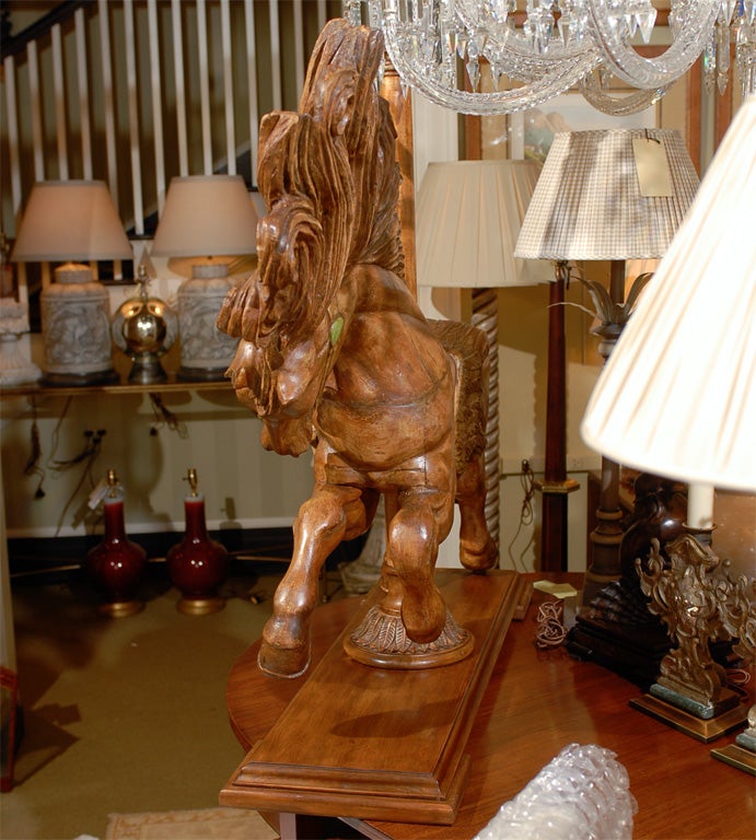 Wood Hand Carved Carousel Horse For Sale