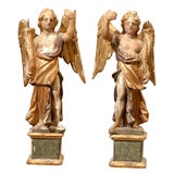 PAIR OF WOODEN ITALIAN ANGELS