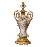CHINESE EXPORT PORCELAIN LAMP WITH ORMOLU MOUNTS