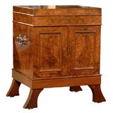 19thC ENGLISH DIMINUTIVE BURLED WOOD CABINET