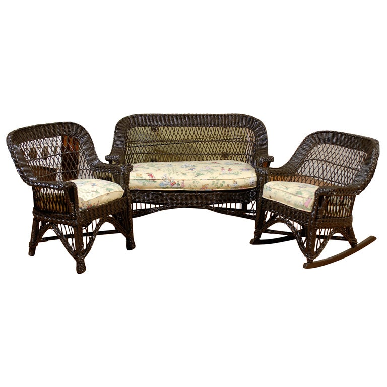 20th Century Rare 3 piece Child's Bar Harbor Wicker Set