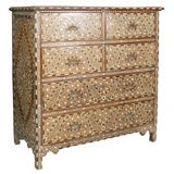 India English Colonial inlaid teak chest of drawers