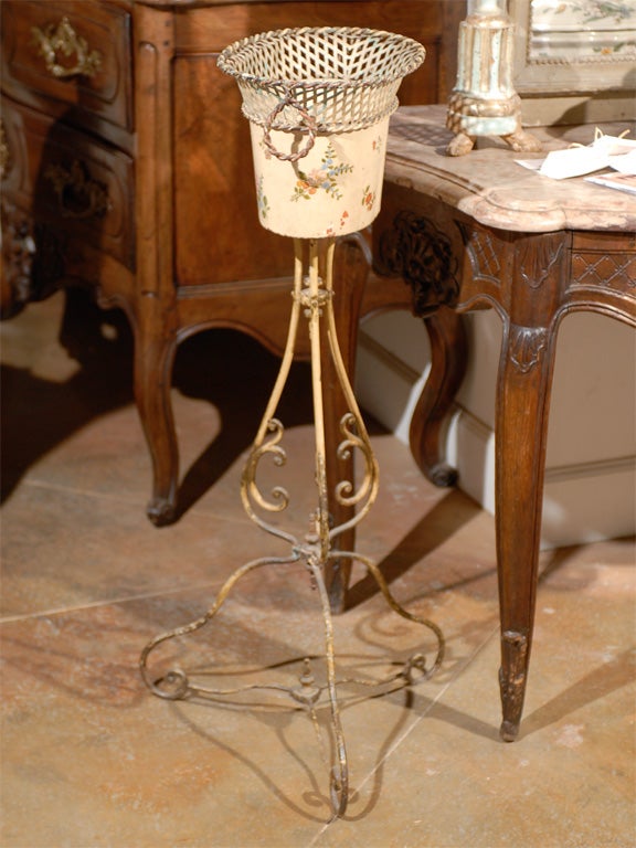 19th Century French Tole and Iron Jardiniere 3