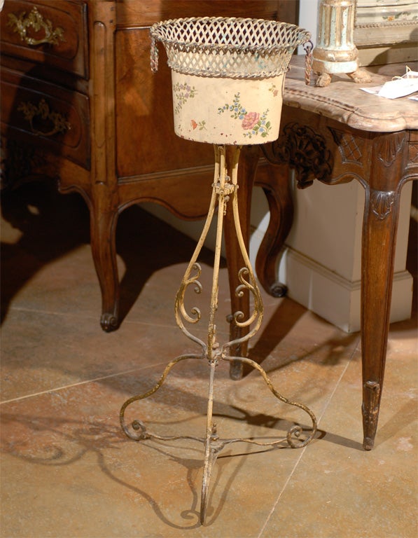 19th Century French Tole and Iron Jardiniere 4