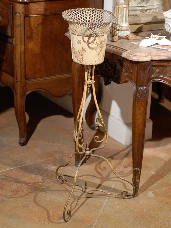 19th Century French Tole and Iron Jardiniere 5