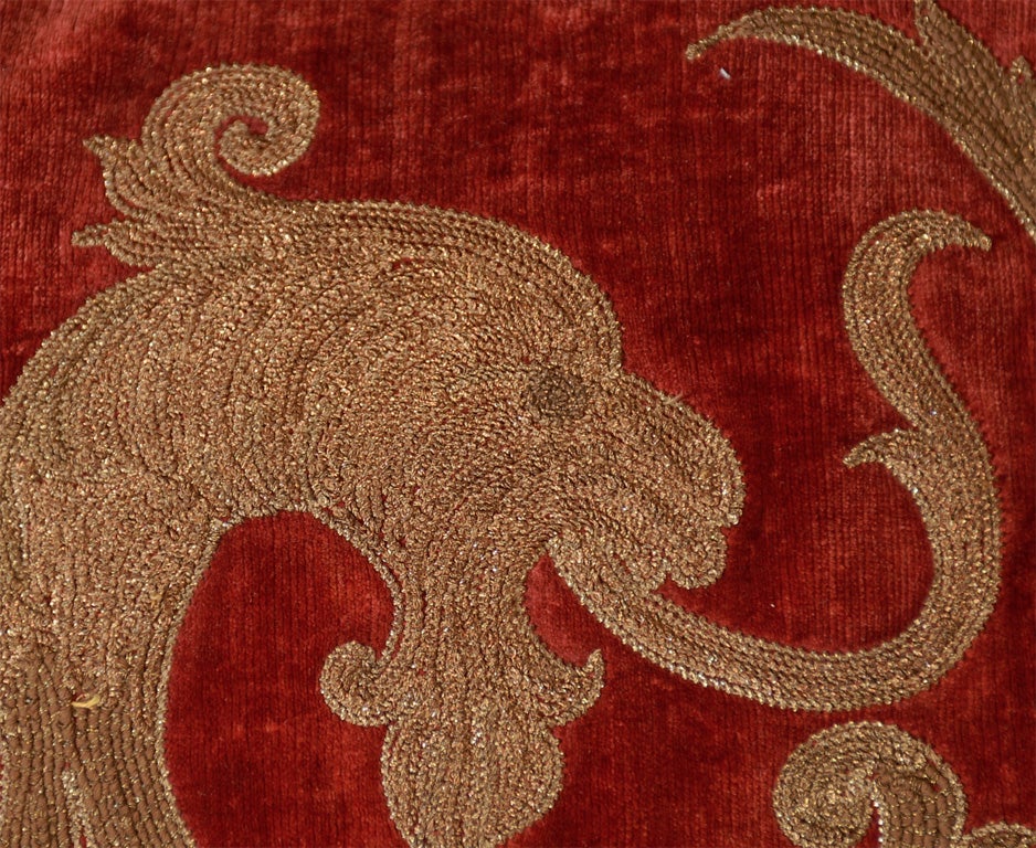 Extra Large Cushion of Linen Velvet with Metal Thread Embroidery 5
