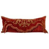 Extra Large Cushion of Linen Velvet with Metal Thread Embroidery