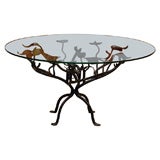 Foliate Wrought Iron and Glass Coffee Table