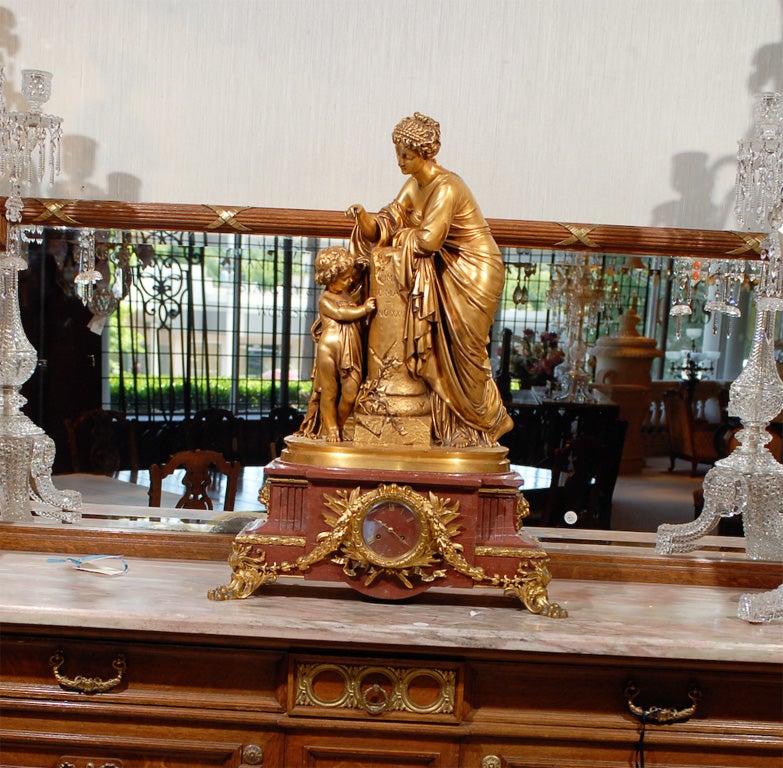 French Antique Figural Clock For Sale