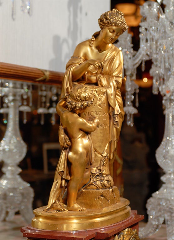 19th Century Antique Figural Clock For Sale