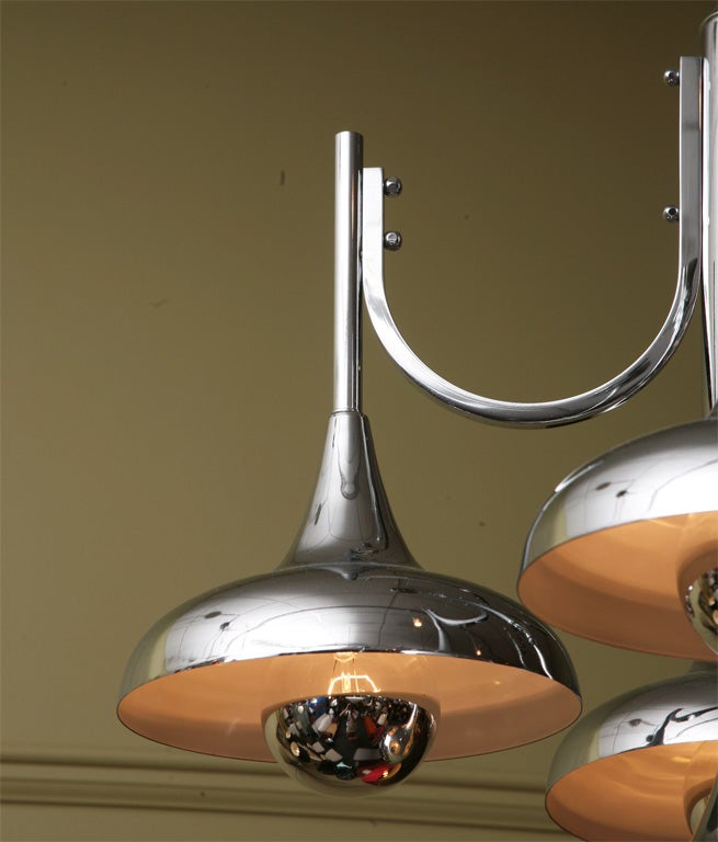 Mid-20th Century Fab Modern Chrome Bells Chandelier