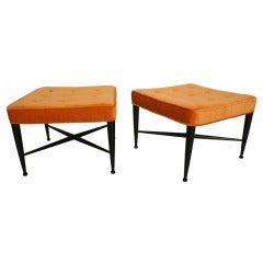 A Pair of Dunbar Ebonised X- Form Stools A Pair of Dunbar Ebonised X- Form Stools