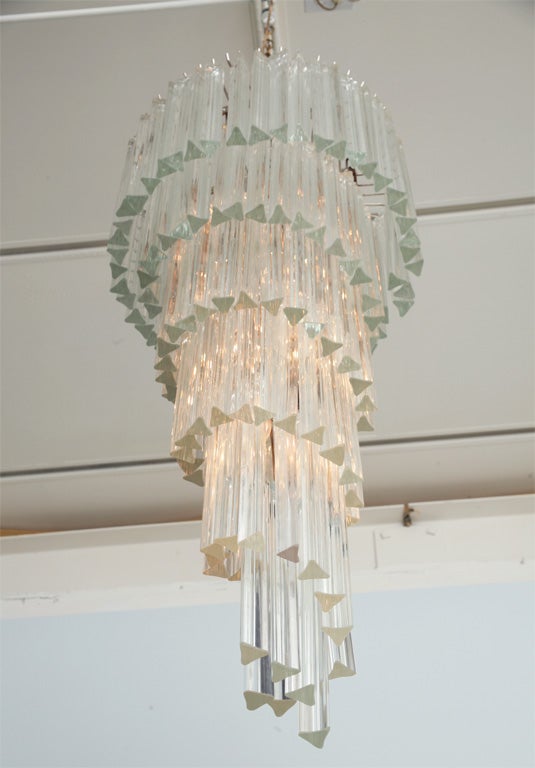 Late 20th Century A Monumental Camer Glass Crystal and Polished Chrome Chandelier
