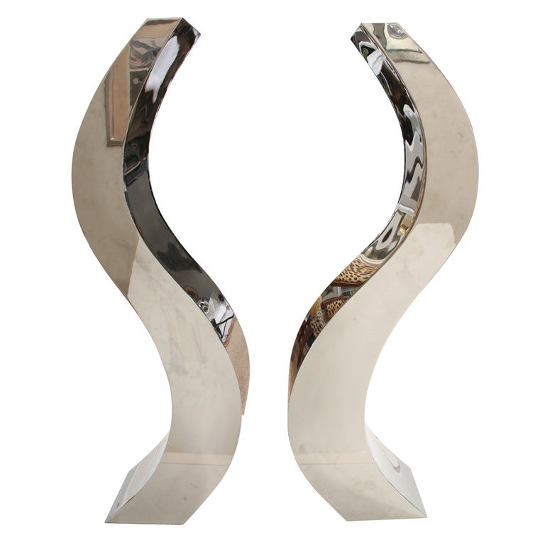 Pair of Polished Steel Sculptures By Gary Kahle