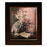 An Early 20th Century Oil Still LIfe Painting with Asian Theme