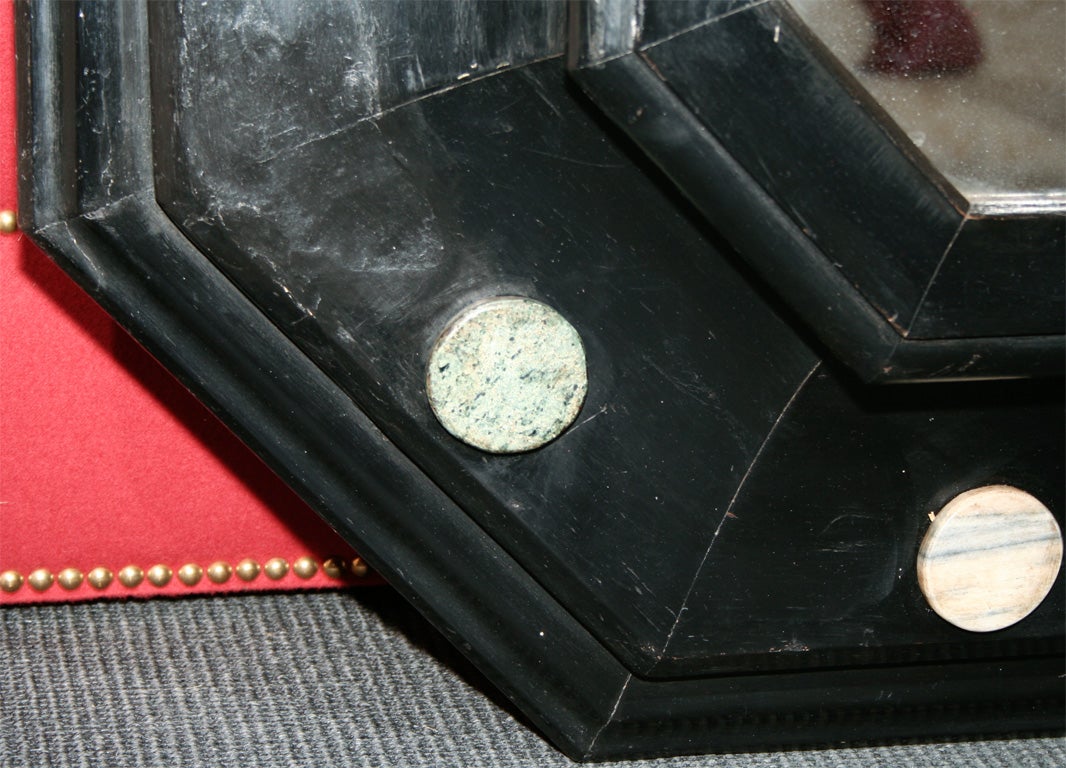 19th Century Octagonal Ebonized and Marble Medallion Mirror 3