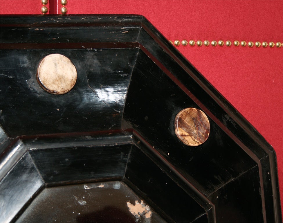 19th Century Octagonal Ebonized and Marble Medallion Mirror 4